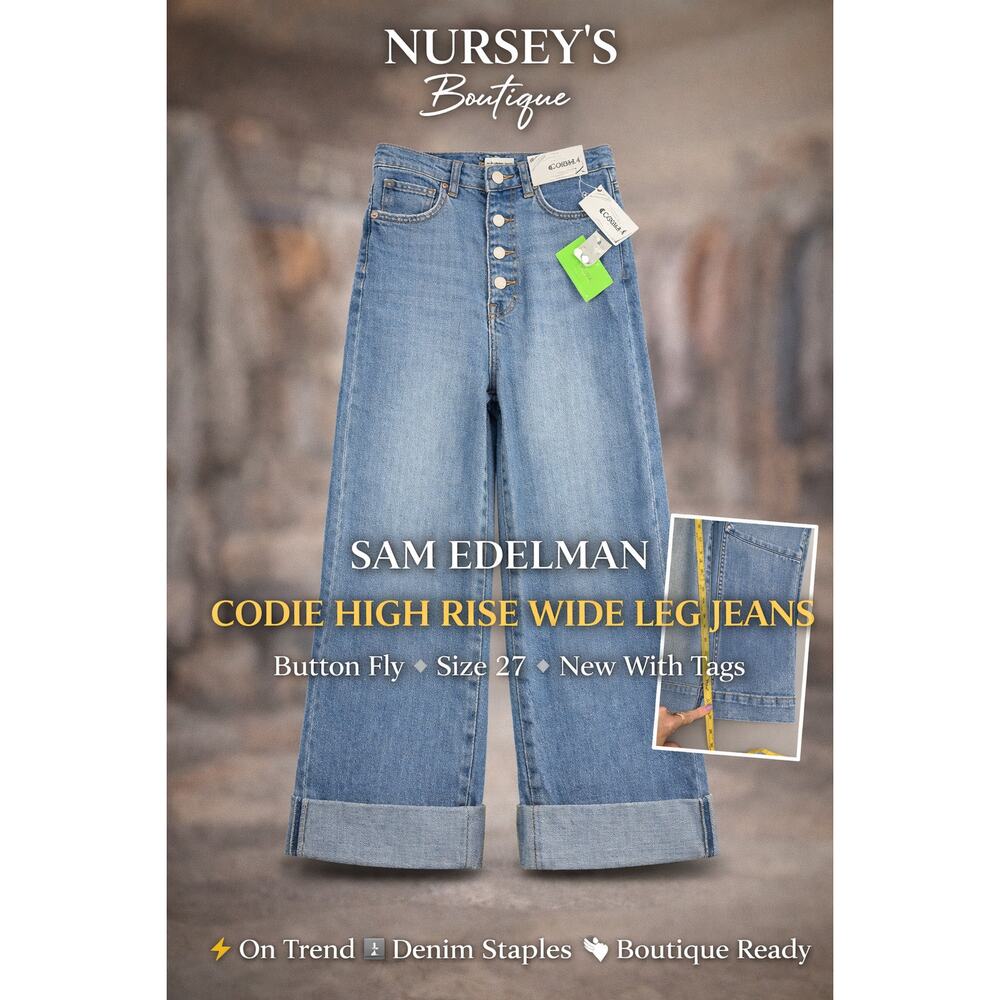 Sam Edelman Codie Wide Leg Jeans 27 High Rise Button Fly NWT - Picture 2 of 13